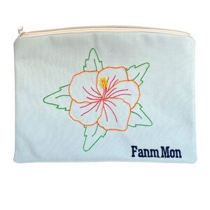 Fanm Mon Hydrangea Blue Floral Embroidered Pouch